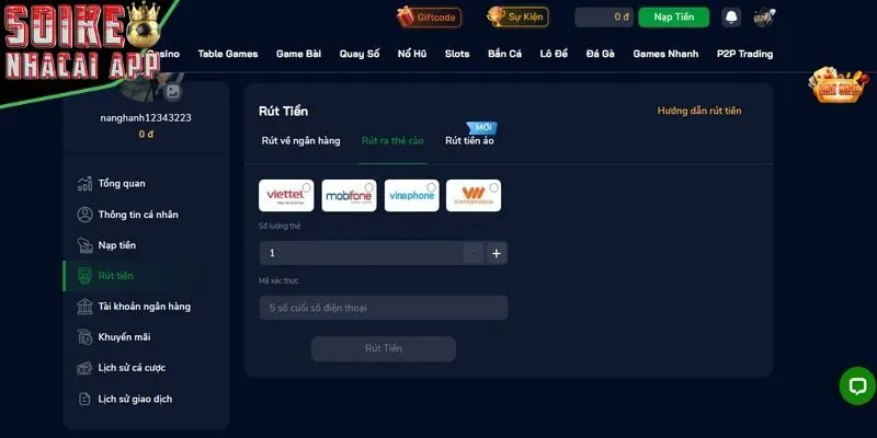 Giao dịch rút thưởng siêu tốc với vài phút